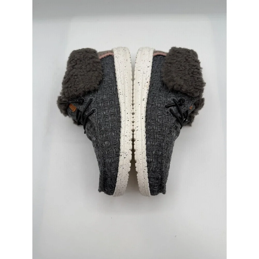 Hey Dude Wendy Fold Youth Stitch Cozy Shoes, US YT1, EU 33,Dark Gray Faux Fur